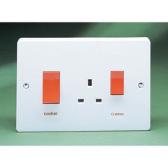 Crabtree Capital 4520/1 45A Oversize DP Cooker Control Unit with 13A Switch Socket Outlet