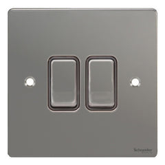 GU1222BBN Ultimate flat plate black nickel black insert 2 gang 2 way 16AX plate switch
