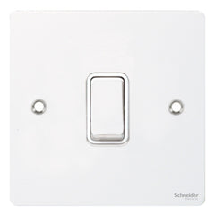 GU2210WPW Ultimate flat plate white metal white insert 20AX DP switch