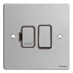 GU5210BSS Ultimate flat plate stainless steel black insert 13A switched fused connection unit