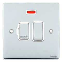 GU5511WPC Ultimate low profile polished chrome white insert 13A switched + neon fused connection unit