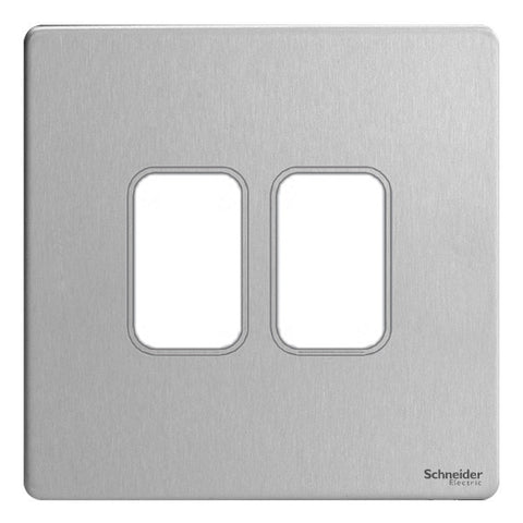 GUGS02GSS Ultimate grid screwless cover plate stainless steel 2 gang (c/w mounting frame)