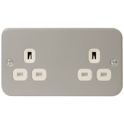 MC524 - 2 Gang 13 Amp Unswitched Socket Outlet - Metallic