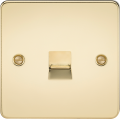 Flat Plate Telephone extension socket - polished brass