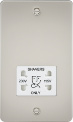 Flat Plate 115/230V dual voltage shaver socket - pearl with white insert