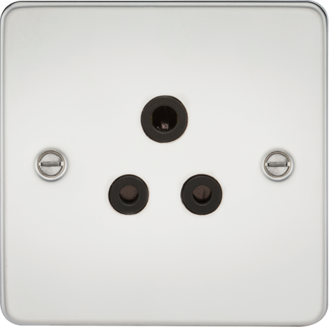 Flat Plate 5A unswitched socket - polished chrome with black insert