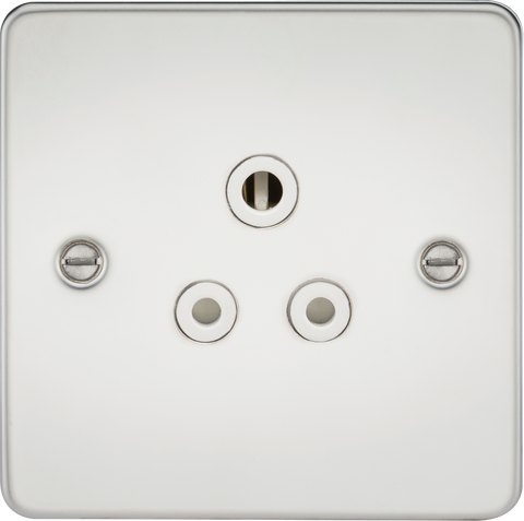 Flat Plate 5A unswitched socket - polished chrome with white insert
