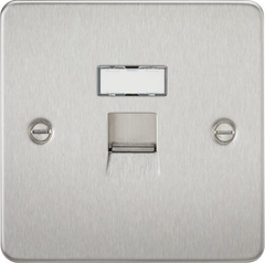 Flat Plate RJ45 network outlet - brushed chrome