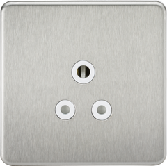 Screwless 5A Unswitched Socket - Brushed Chrome with White Insert
