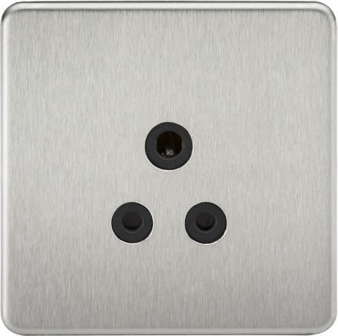 Screwless 5A Unswitched Socket - Brushed Chrome with Black Insert