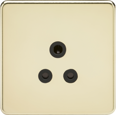 Screwless 5A Unswitched Socket - Polished Brass with Black Insert