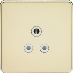 Screwless 5A Unswitched Socket - Polished Brass with White Insert