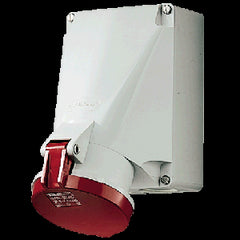 Mennekes 1141A - Red 400V SoftCONTACT Top & Bottom Entry 63A 4 Pole IP44 Wall Mounted Socket