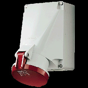 Mennekes 1145A - Red 400V SoftCONTACT Top & Bottom Entry 63A 5 Pole IP44 Wall Mounted Socket