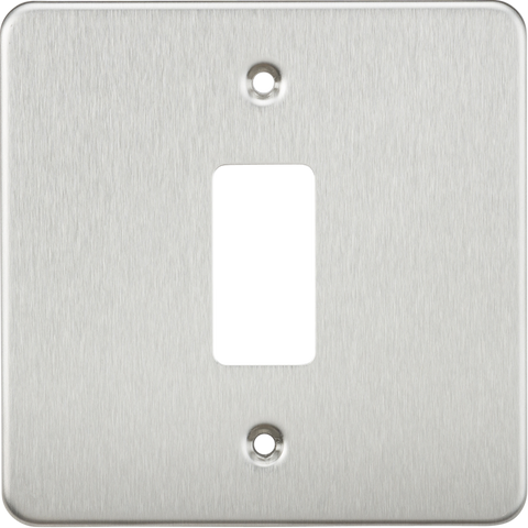 Flat plate 1G grid faceplate - brushed chrome