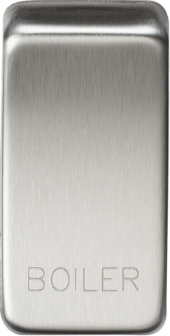 Switch cover "marked BOILER" - brushed chrome