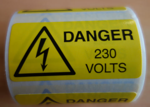 230V Danger Labels (250 Per Roll)