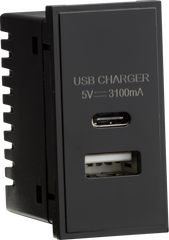 Dual USB Charger (3.1A) Module 25 x 50mm - Black