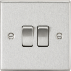 10AX 2G 2-Way Plate Switch - Square Edge Brushed Chrome