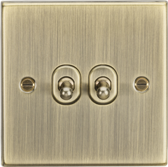 10AX 2G 2 Way Toggle Switch - Square Edge Antique Brass