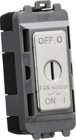 10A Fan Isolator Key Switch Module - Brushed Chrome