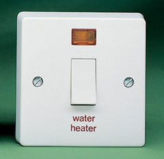 Crabtree Capital 4015/31 20A DP Control Switch Marked ¬ìWater Heater¬î with Neon Indicator