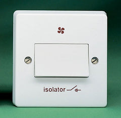 Crabtree Capital 4017/1 6A Three Pole Isolating Switch Marked with Isolator and Fan Symbol