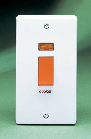 Crabtree Capital 4500/31 50A DP Control Switch Marked ¬ìCooker¬î with Neon Indicator