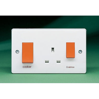 Crabtree Capital 4521/1 45A 2 Gang DP Slim Line Cooker Control Unit with 13A Switch Socket Outlet