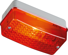 230V IP65 100W max E27 Bulkhead with Red Prismatic  Diffuser and Aluminium Base