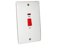 BG - 872 -  45 Amp Double Pole Switch With Neon, Large Plate White
