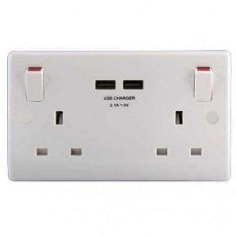 BG Nexus - 822U - 2 Gang Socket & 2 USB Sockets White