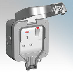 BG Nexus Storm WP21 - IP66 1 Gang 13 Amp IP Rated Double Pole Switched Socket Outlets - Grey