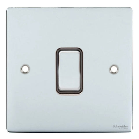GU1212RBPC Ultimate flat plate polished chrome black insert 1 gang 2 way 10A retractive plate switch