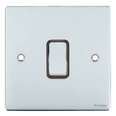 GU1212RBPC Ultimate flat plate polished chrome black insert 1 gang 2 way 10A retractive plate switch