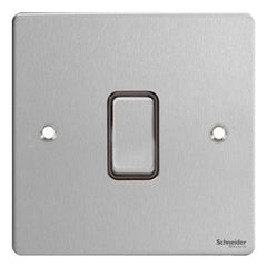 GU1212RBSS Ultimate flat plate stainless steel black insert 1 gang 2 way 10A retractive plate switch