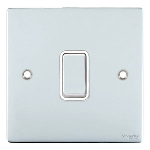 GU1212RWPC Ultimate flat plate polished chrome white insert 1 gang 2 way 10A retractive plate switch