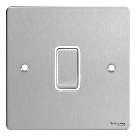 GU1212RWSS Ultimate flat plate stainless steel white insert 1 gang 2 way 10A retractive plate switch