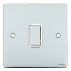 GU1212WPC Ultimate flat plate polished chrome white insert 1 gang 2 way 16AX plate switch