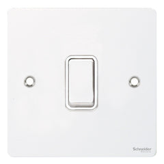 GU1212WPW Ultimate flat plate white metal white insert 1 gang 2 way 16AX plate switch