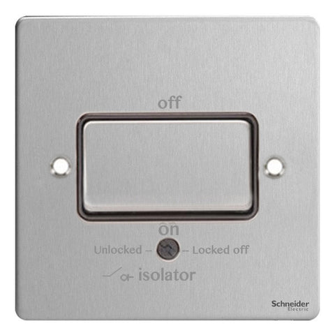 GU1213BSS Ultimate flat plate stainless steel black insert 1 gang TP isolator 10A plate switch