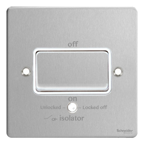 GU1213WSS Ultimate flat plate stainless steel white insert 1 gang TP isolator 10A plate switch