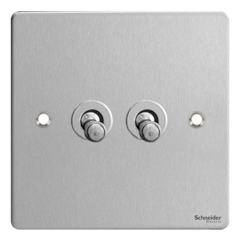 GU1222TSS Ultimate flat plate stainless steel 2 gang 2 way 10AX toggle switch