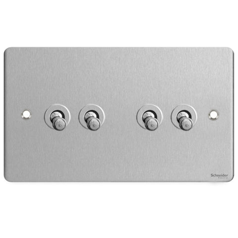 GU1242TSS Ultimate flat plate stainless steel 4 gang 2 way 10AX toggle switch