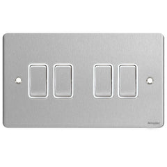 GU1242WSS Ultimate flat plate stainless steel white insert 4 gang 2 way 16AX plate switch