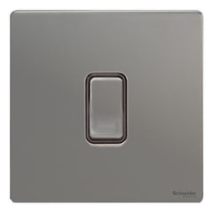 GU1412BBN Ultimate screwless flat plate black nickel black insert 1 gang 2 way 16AX plate switch