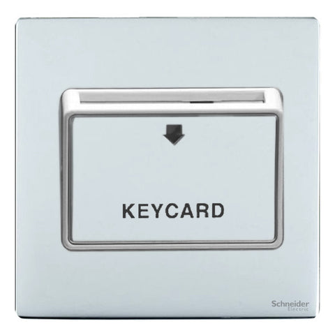 GU1412KWPC Ultimate screwless flat plate polished chrome white insert 32A keycard switch