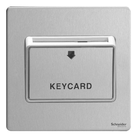 GU1412KWSS Ultimate screwless flat plate stainless steel white insert 32A keycard switch