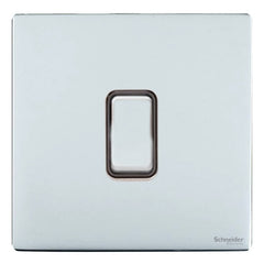GU1412RBPC Ultimate screwless flat plate polished chrome black insert 1 gang 2 way 10A retractive plate switch