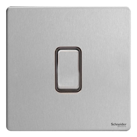 GU1412RBSS Ultimate screwless flat plate stainless steel black insert 1 gang 2 way 10A retractive plate switch